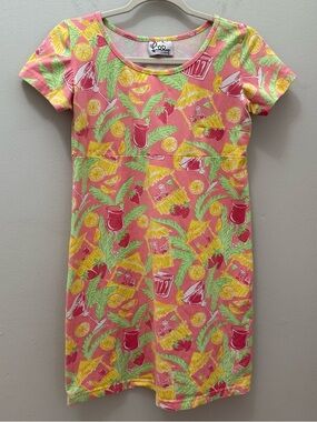 Vintage White Tag Lilly Pulitzer Tropical & Tiki Bar Rum Punch T Shirt Dress